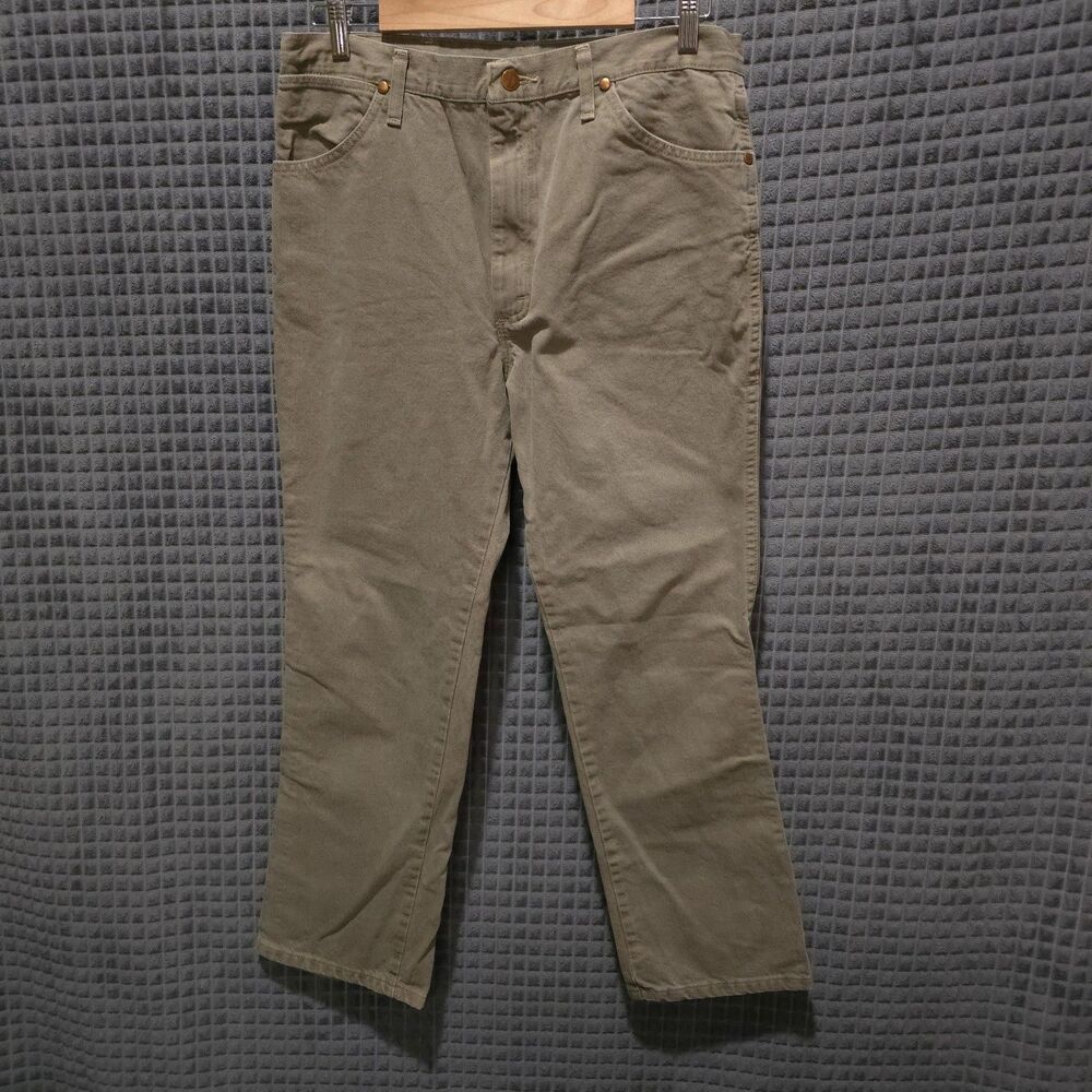 Wrangler Cowboy Tan Khaki Jeans 36x30 Mens Slim Western Workwear Canvas Rodeo